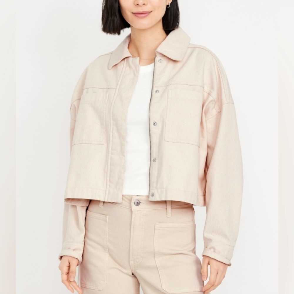 NWT Utility Cream Denim Jacket